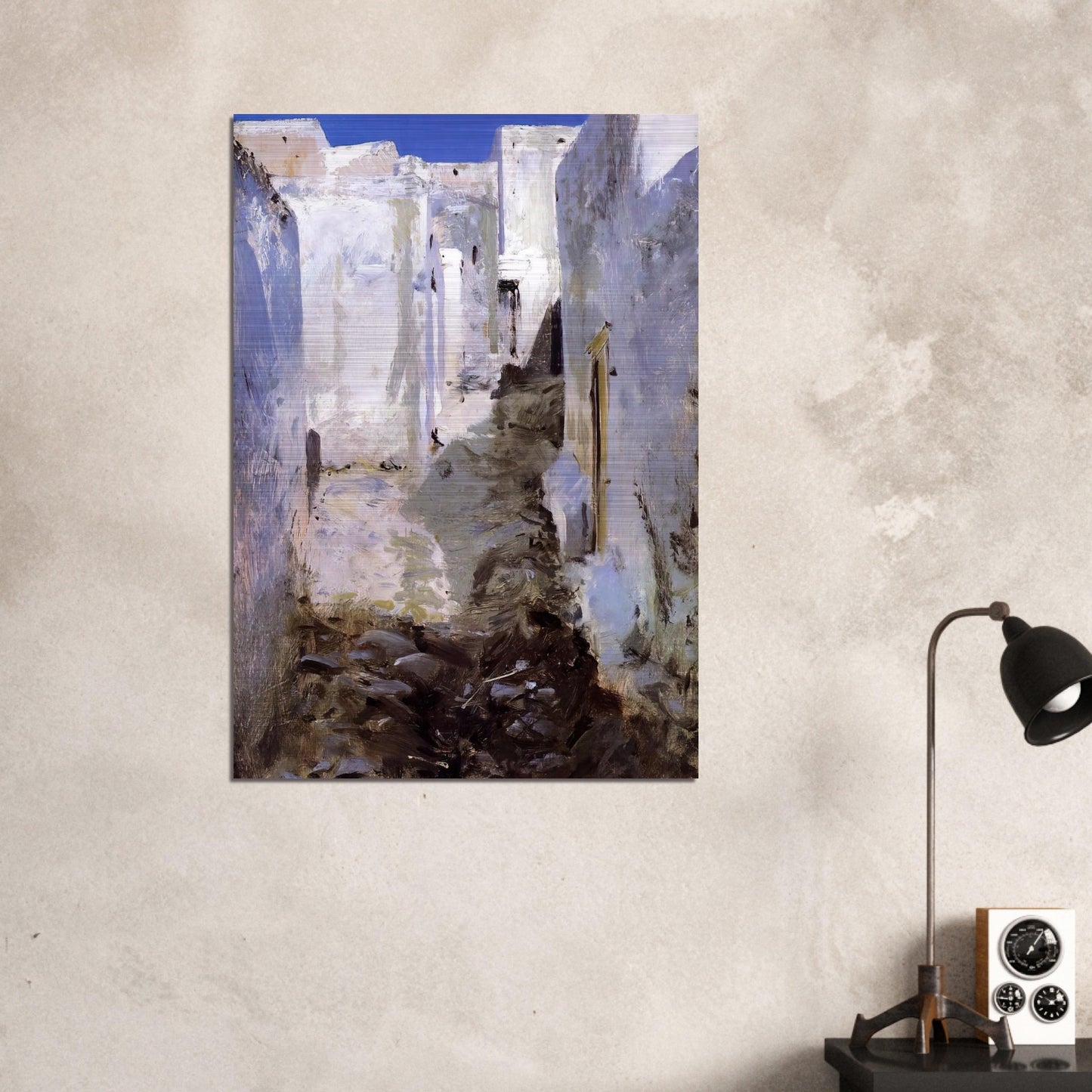 A Street in Algiers - John Singer Sargent Brushed Aluminum Print - 70x100 cm / 28x40 inches | John Singer Sargent Aluminum Print | John Singer Sargent Prints