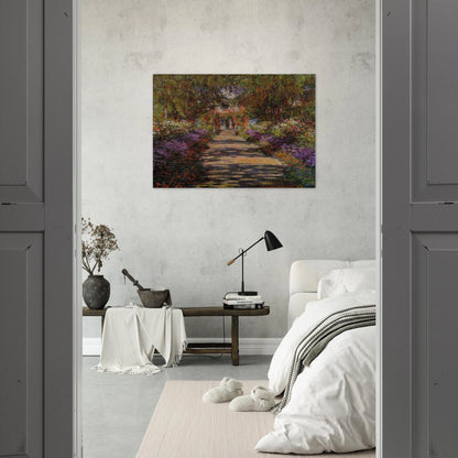 Pathway In Monets Garden At Giverny - claude monet Brushed Aluminum Print - 70x100 cm / 28x40 inches | claude monet Aluminum Print | claude monet Prints