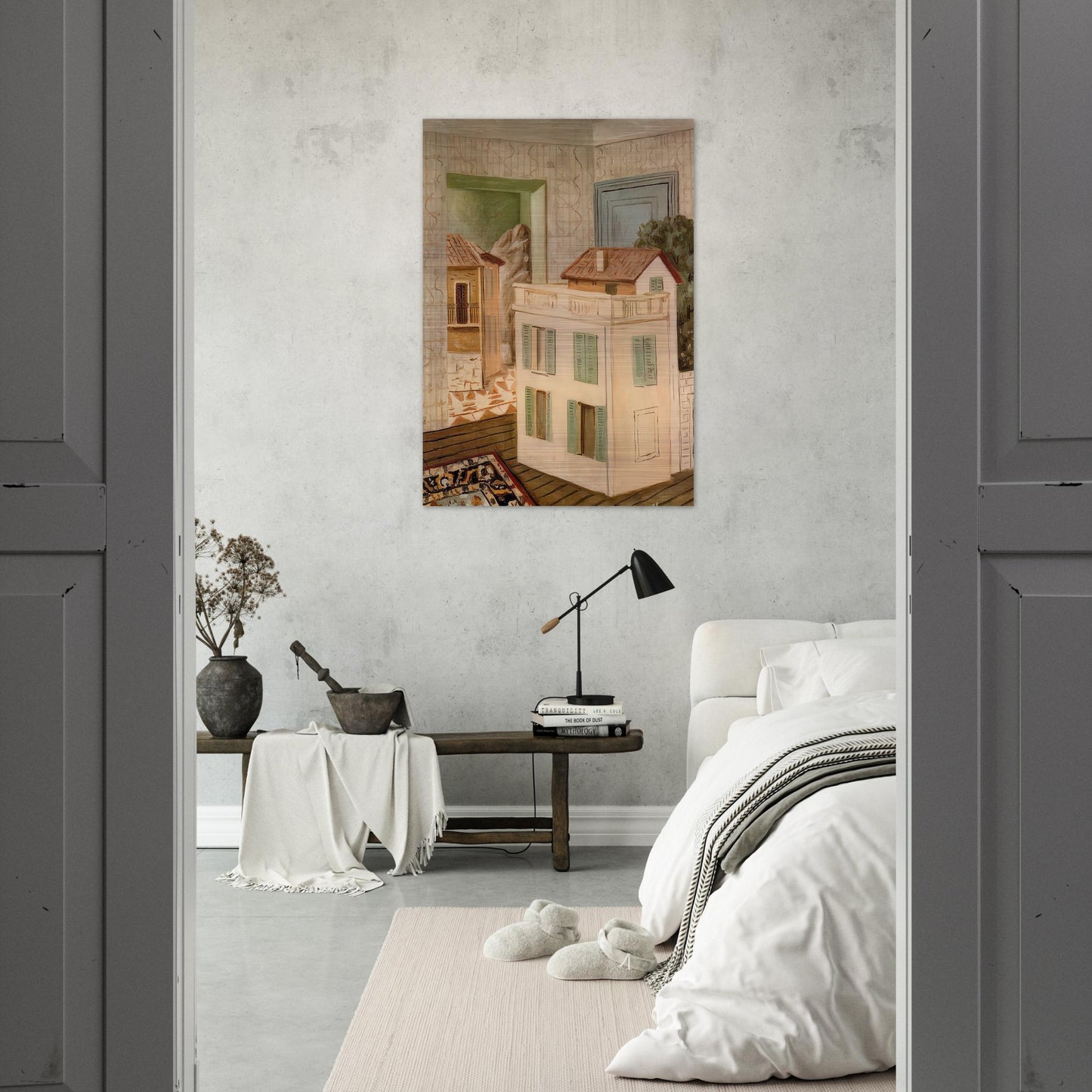 THE HOUSE IN THE HOUSE - Giorgio de Chirico Brushed Aluminum Print - 70x100 cm / 28x40 inches | Giorgio de Chirico Aluminum Print | Giorgio de Chirico Prints