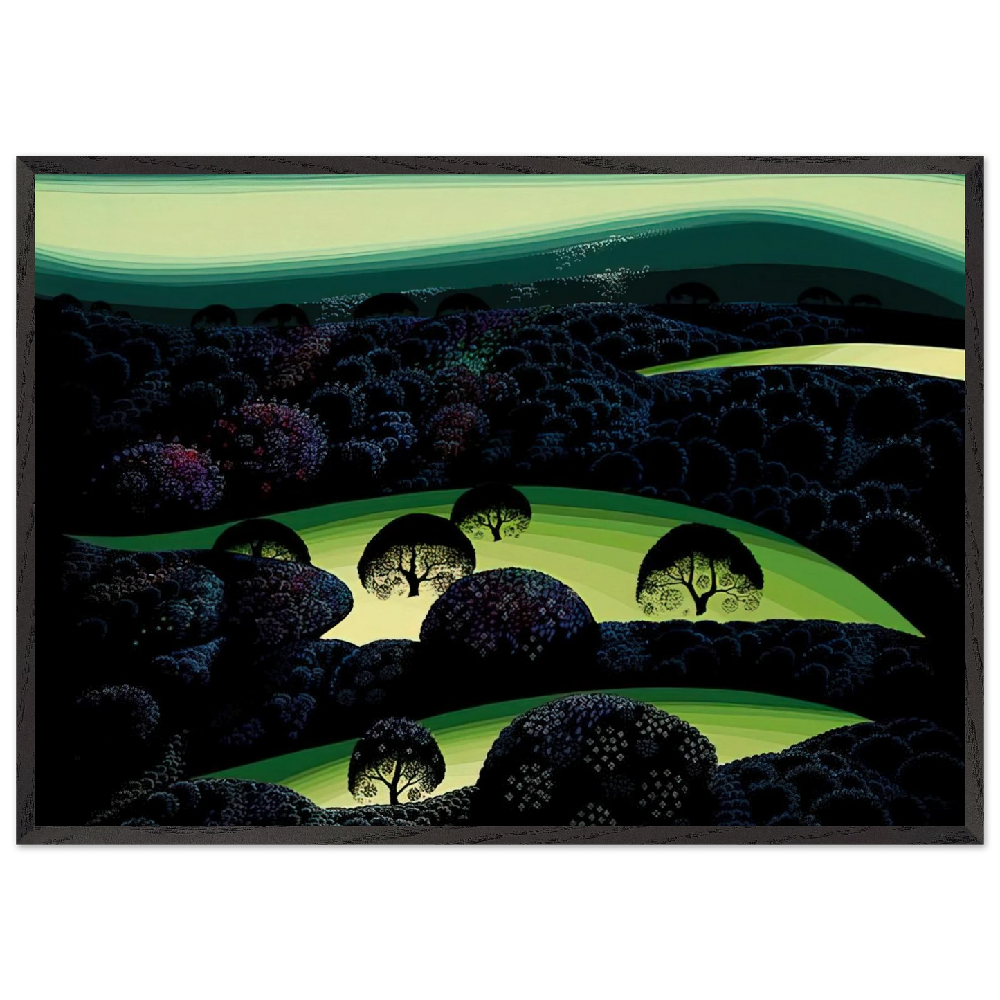 Nocturne N1 - Eyvind Earle 70x100 cm / 28x40 inches Framed Art Print – Black Wooden Frame