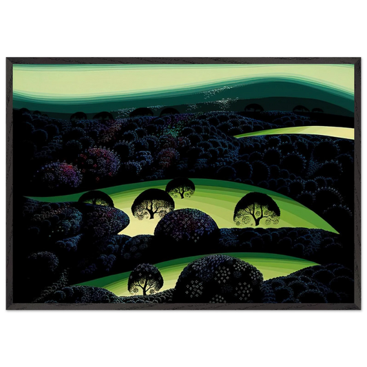 Nocturne N1 - Eyvind Earle 70x100 cm / 28x40 inches Framed Art Print – Black Wooden Frame
