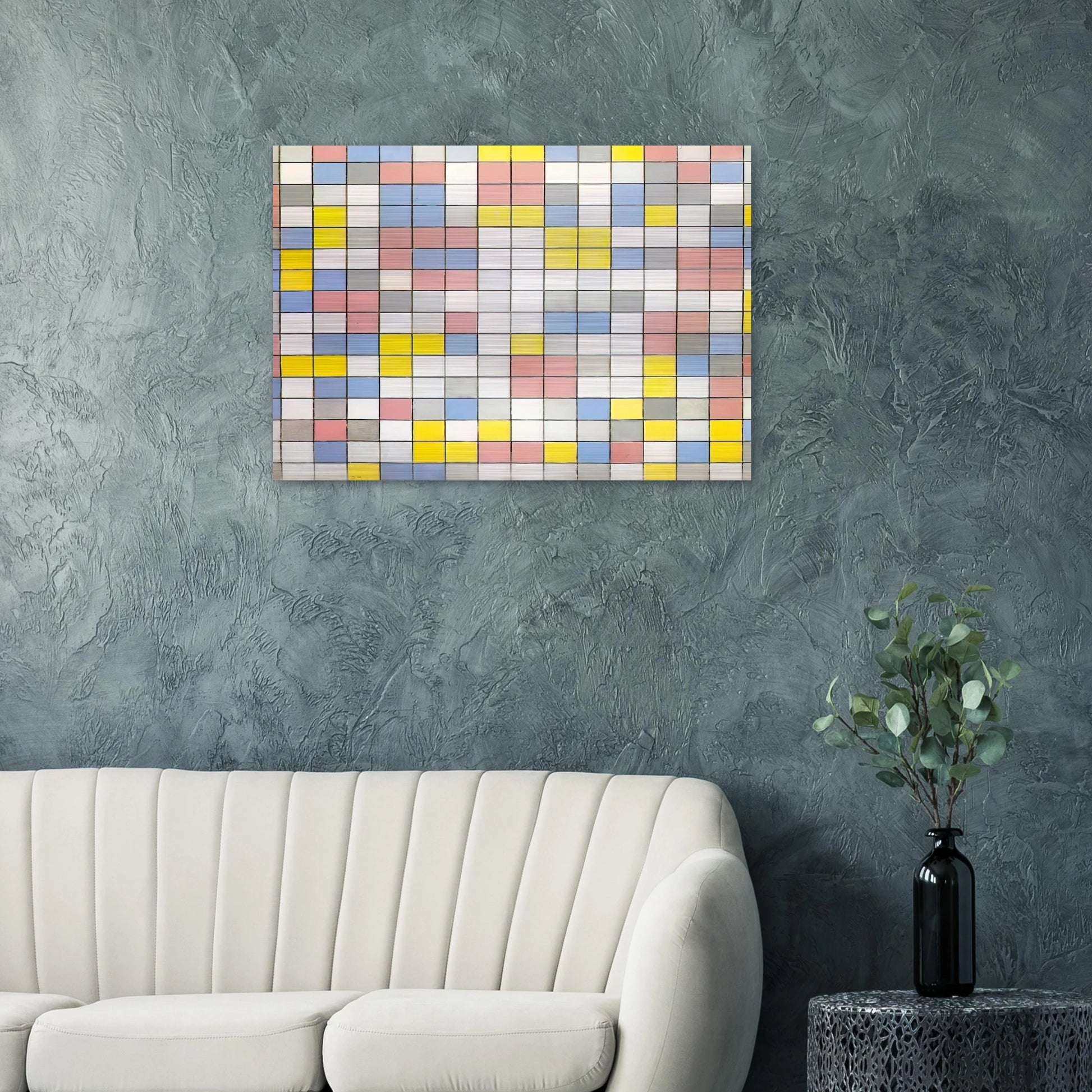 Composition with Grid IX - Piet Mondrian Brushed Aluminum Print - 70x100 cm / 28x40 inches | Piet Mondrian Aluminum Print | Piet Mondrian Prints