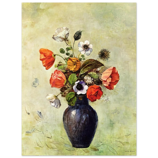 Odilon Redon - ANEMONES AND POPPIES IN A VASE  75x100 cm / 30x40inches Fine Art Poster