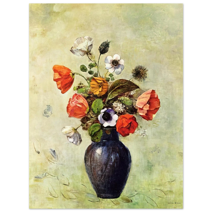 Odilon Redon - ANEMONES AND POPPIES IN A VASE  75x100 cm / 30x40inches Fine Art Poster