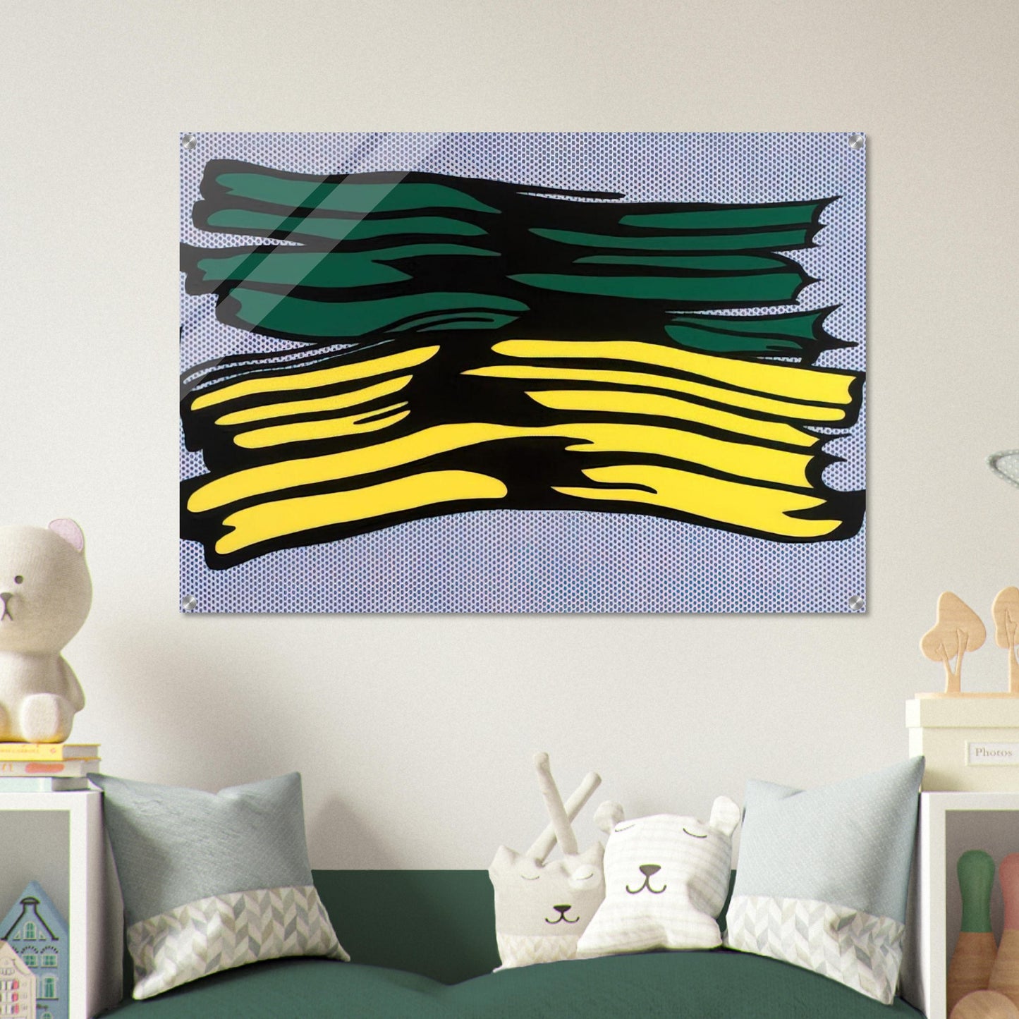 YELLOW AND GREEN BRUSHSTROKES 1966 0 - Roy Lichtenstein Acrylic Print - 70x100 cm / 28x40″ inches