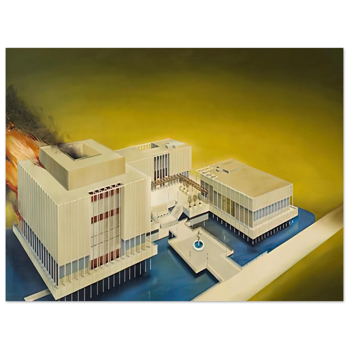 Edward Ruscha - THE LOS ANGELES COUNTY MUSEUM ON FIRE 1968  75x100 cm / 30x40inches Fine Art Poster