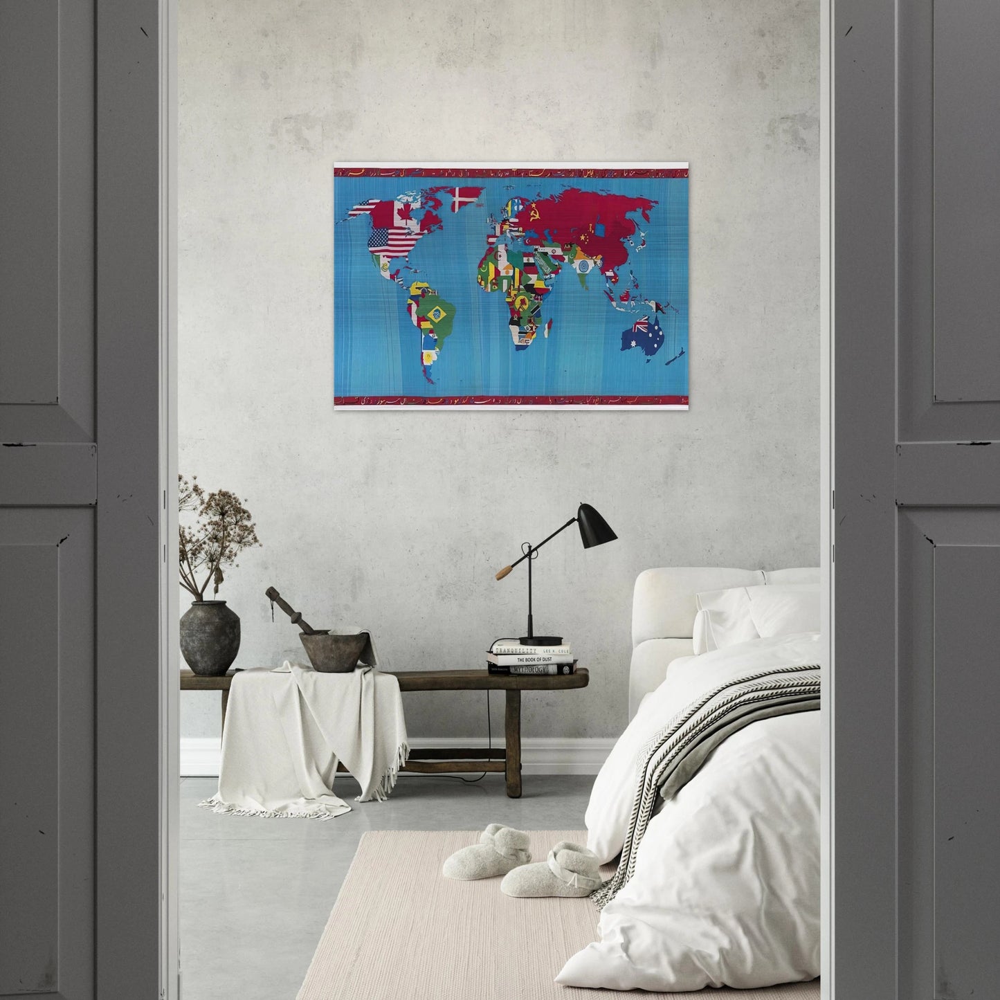 MAPPA DEL MONDO 1988 - Alighiero Boetti Brushed Aluminum Print - 70x100 cm / 28x40 inches | Alighiero Boetti Aluminum Print | Alighiero Boetti Prints