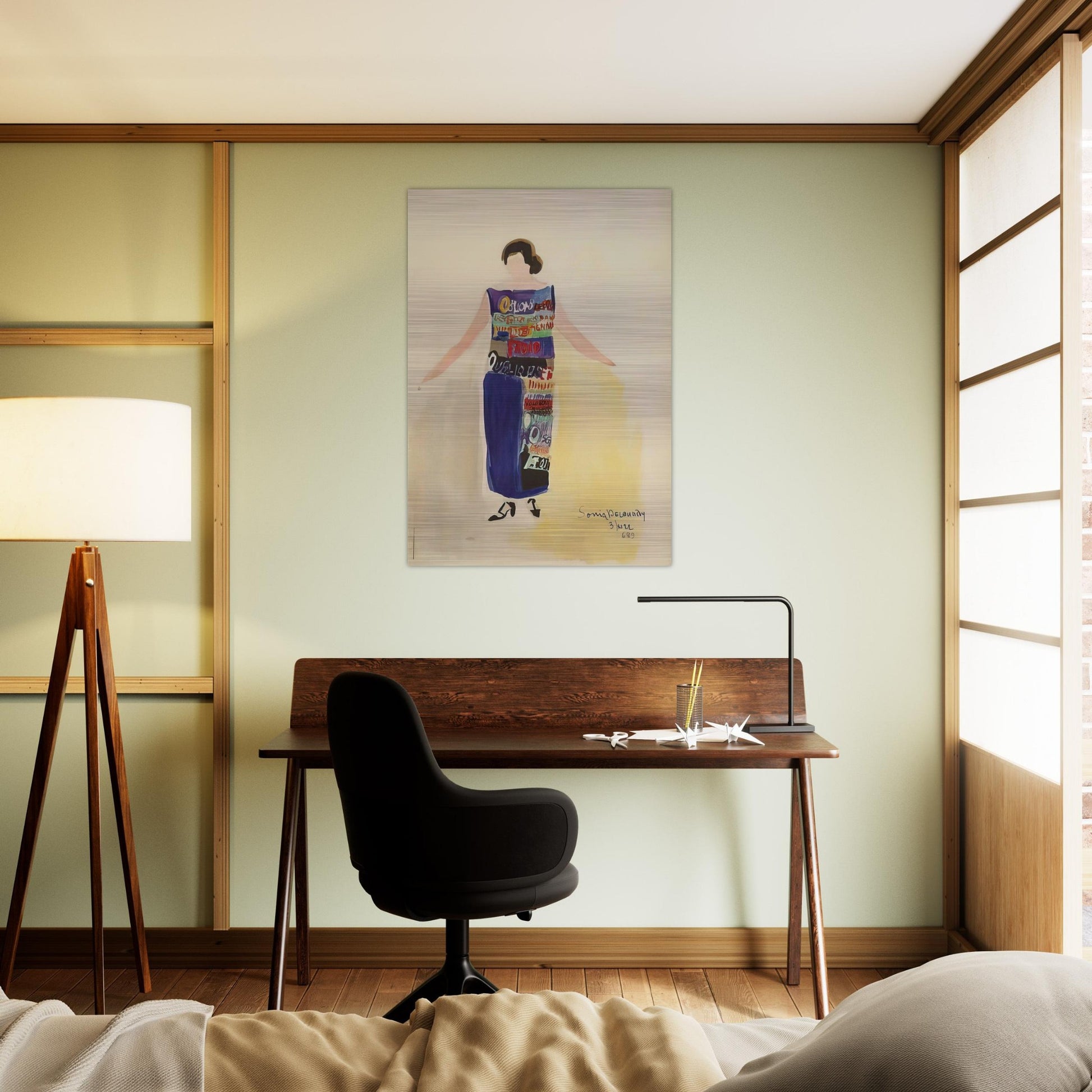 ROBE POEME OUBLIONS LES OISEAUX 1922 - Sonia Delaunay Brushed Aluminum Print - 70x100 cm / 28x40 inches | Sonia Delaunay Aluminum Print | Sonia Delaunay Prints