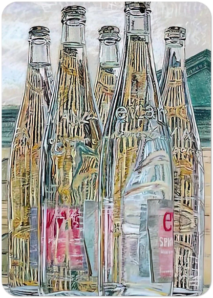 EVIAN BOTTLES 1976 By Janet Fish Pack of 10 Post Cards | Janet Fish Post Cards | A6 (10.5 x 14.8 cm) - 4.1 x 5.8 inches