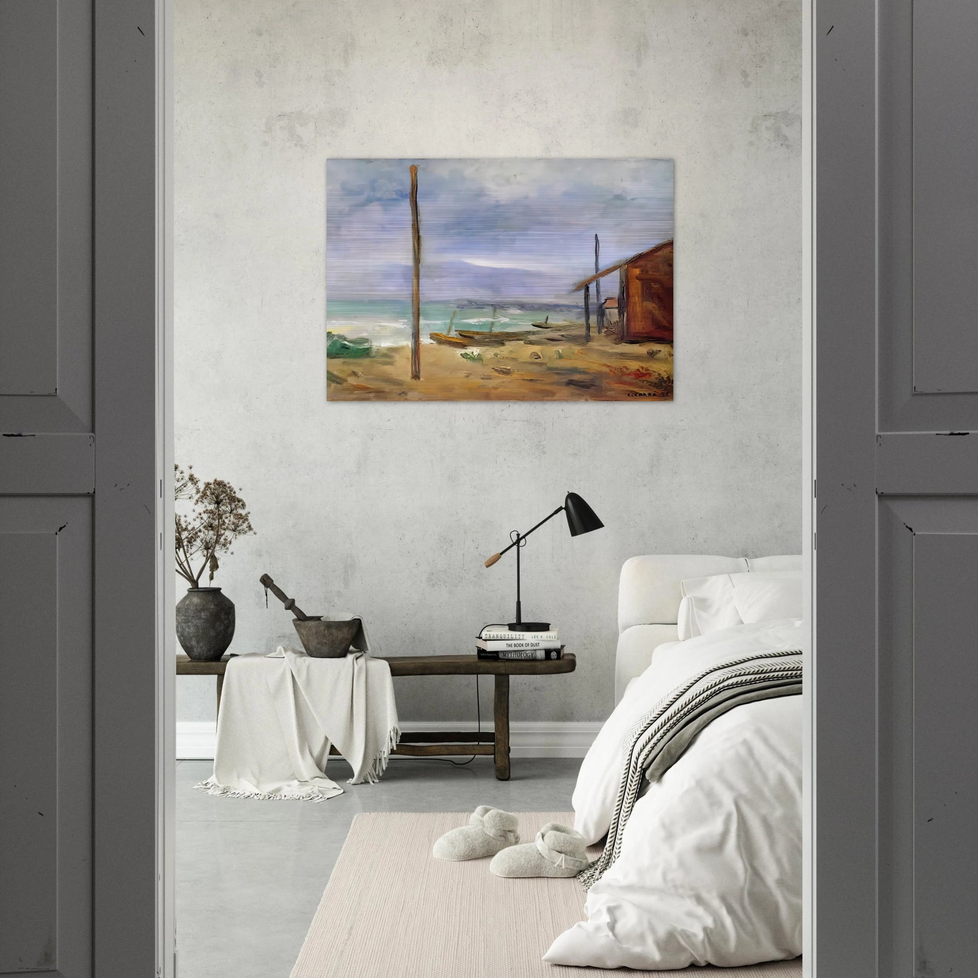 PIOGGIA AL MARE 1929 - Carlo Carra Brushed Aluminum Print - 70x100 cm / 28x40 inches | Carlo Carra Aluminum Print | Carlo Carra Prints