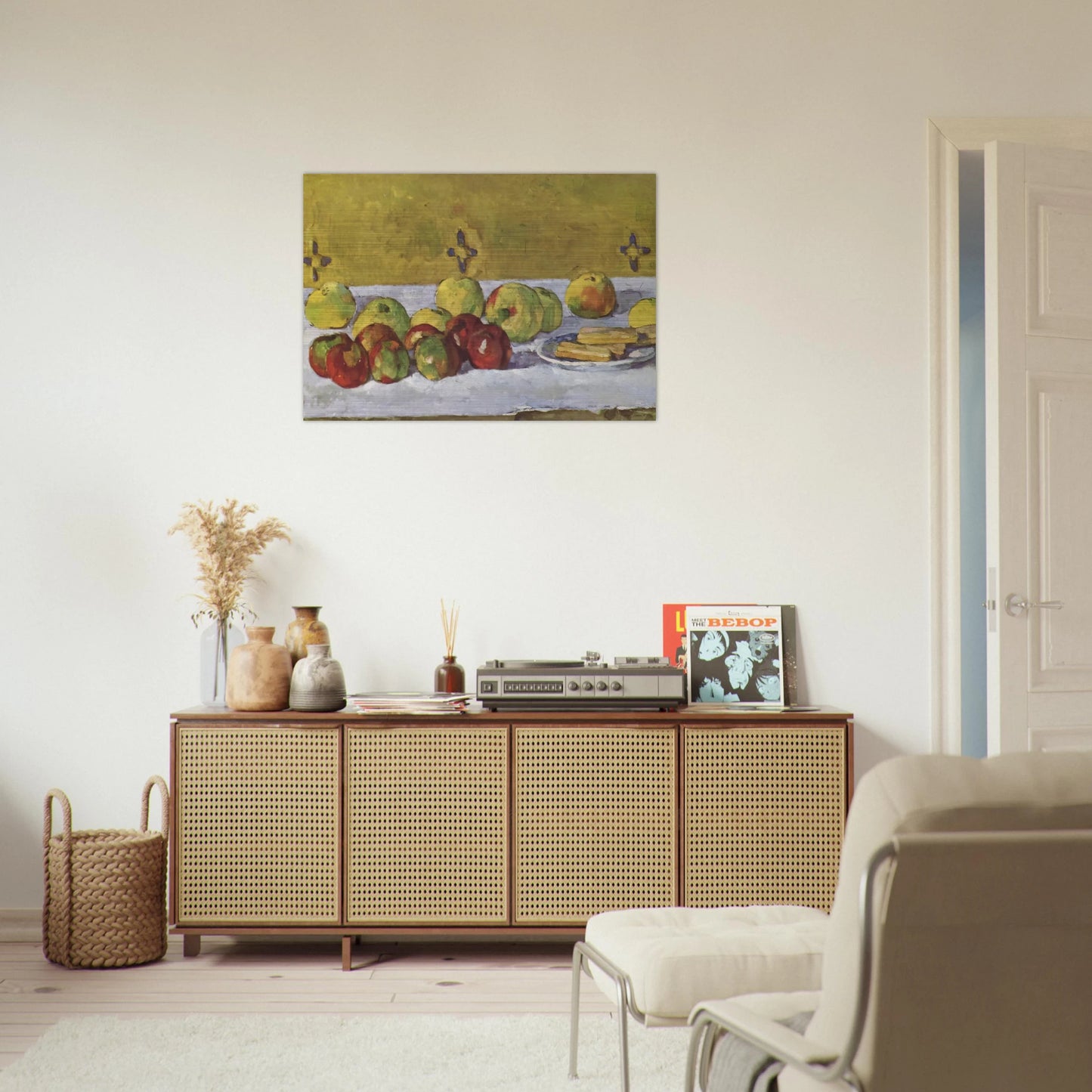 Still life with apples and biscuits - Paul Cézanne Brushed Aluminum Print - 70x100 cm / 28x40 inches | Paul Cézanne Aluminum Print | Paul Cézanne Prints