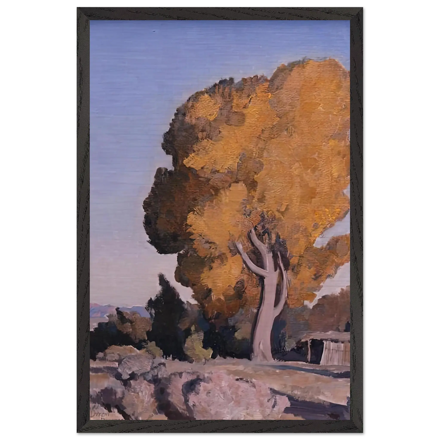 Maynard Dixon - LOW COUNTRY COTTONWOOD 1940 Wall art - A1 (59.4 x 84.1  cm) - Premium Wooden Framed Poster With Fine Art Paper - White frame