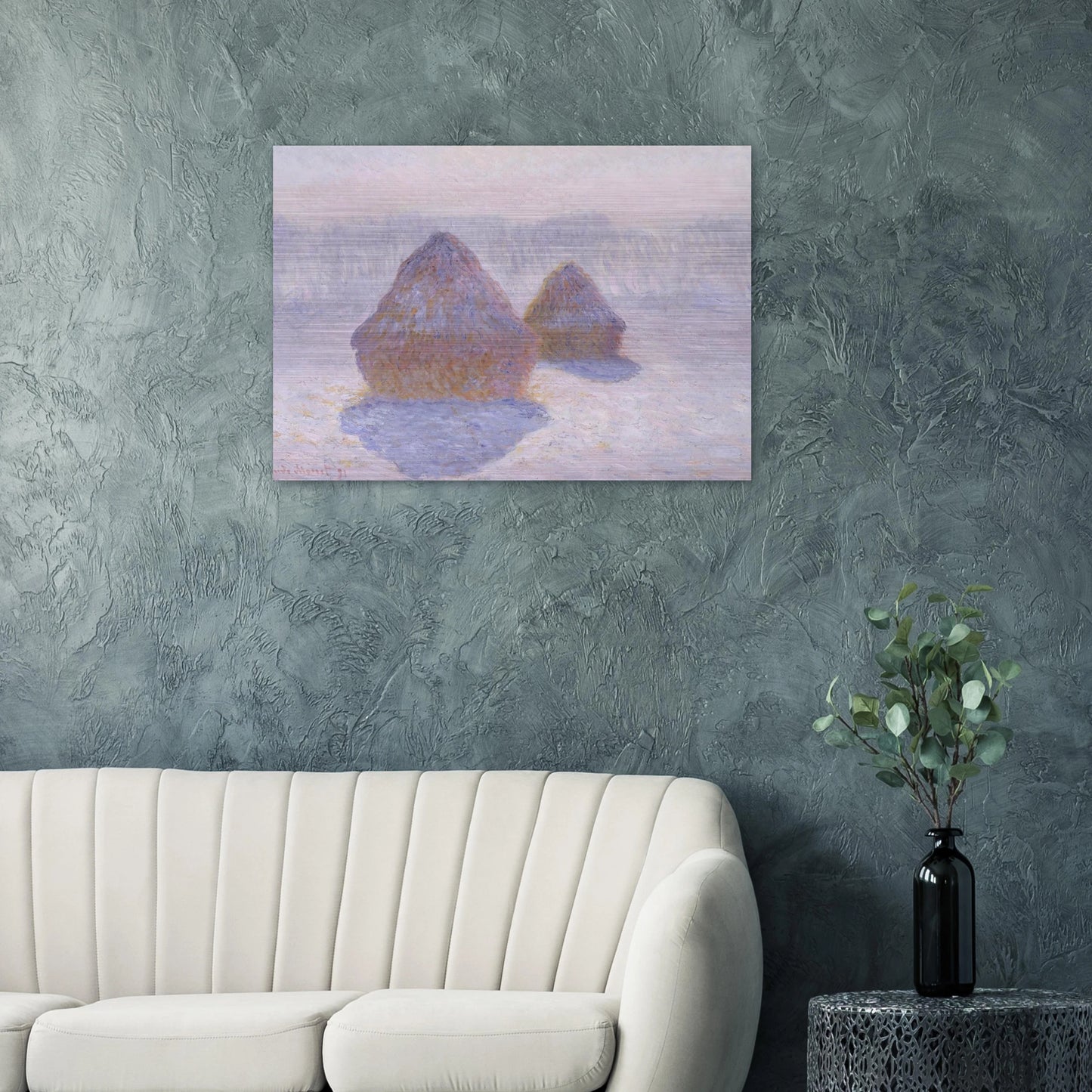 Haystacks Effect of Snow and Sun - claude monet Brushed Aluminum Print - 70x100 cm / 28x40 inches | claude monet Aluminum Print | claude monet Prints