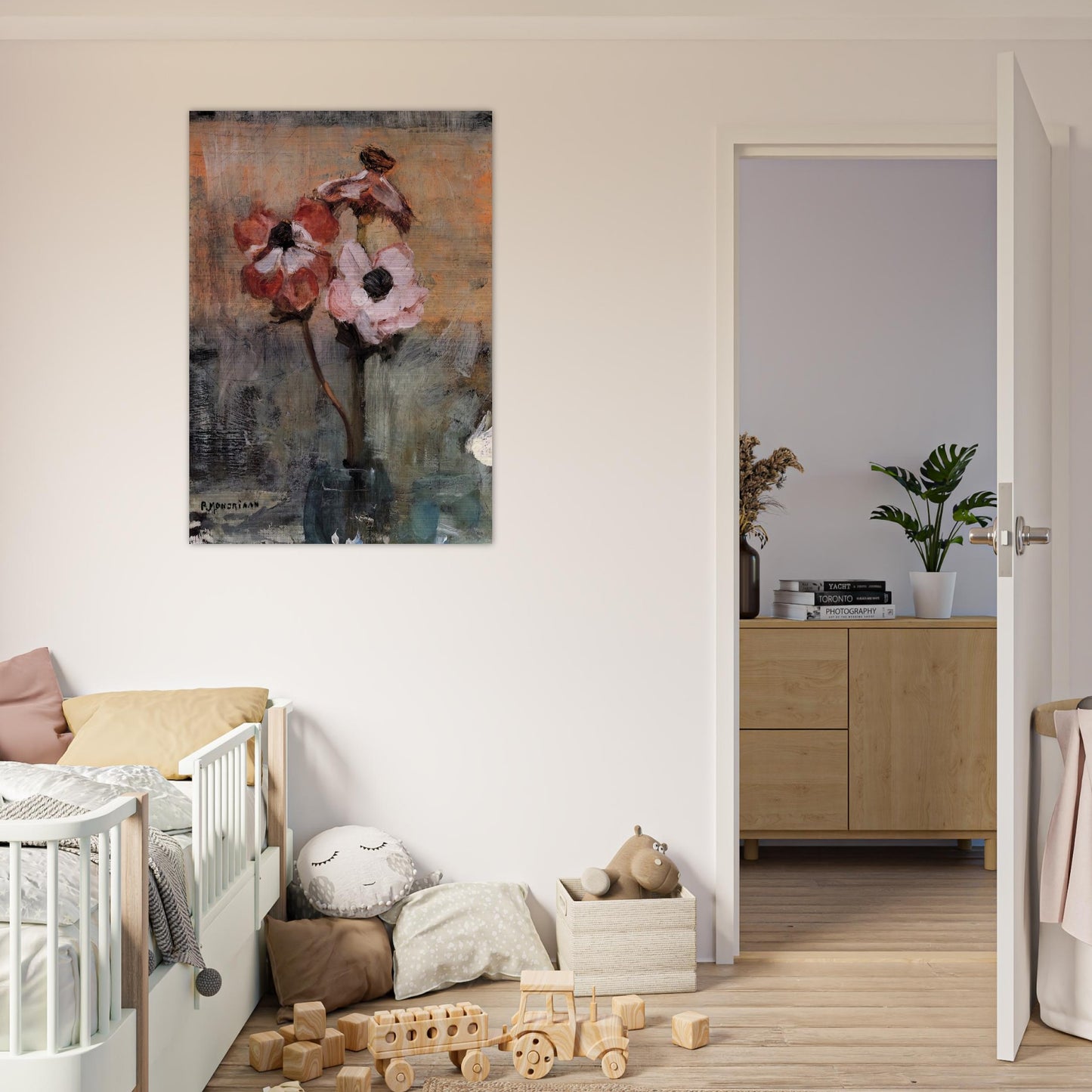 Anemones in a Vase - Piet Mondrian Brushed Aluminum Print - 70x100 cm / 28x40 inches | Piet Mondrian Aluminum Print | Piet Mondrian Prints