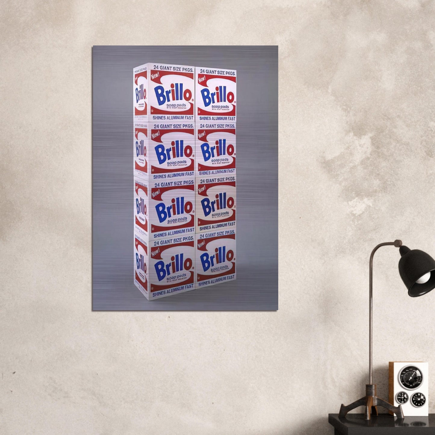 Brillo Soap Pads Boxes - Andy Warhol Brushed Aluminum Print - 70x100 cm / 28x40 inches | Andy Warhol Aluminum Print | Andy Warhol Prints