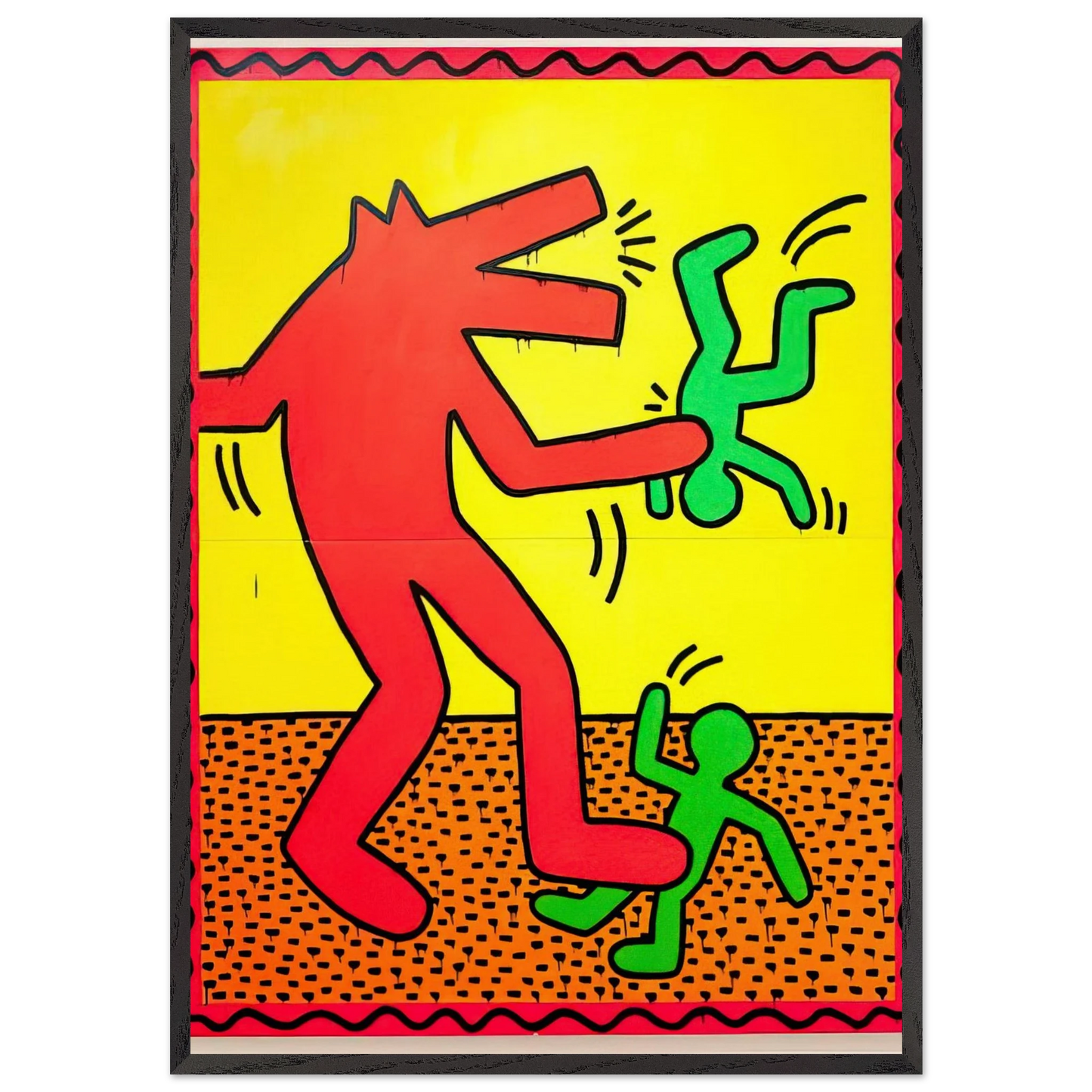 UNTITLED 1982 1 N2 - Keith Haring 70x100 cm / 28x40 inches Framed Art Print – Black Wooden Frame