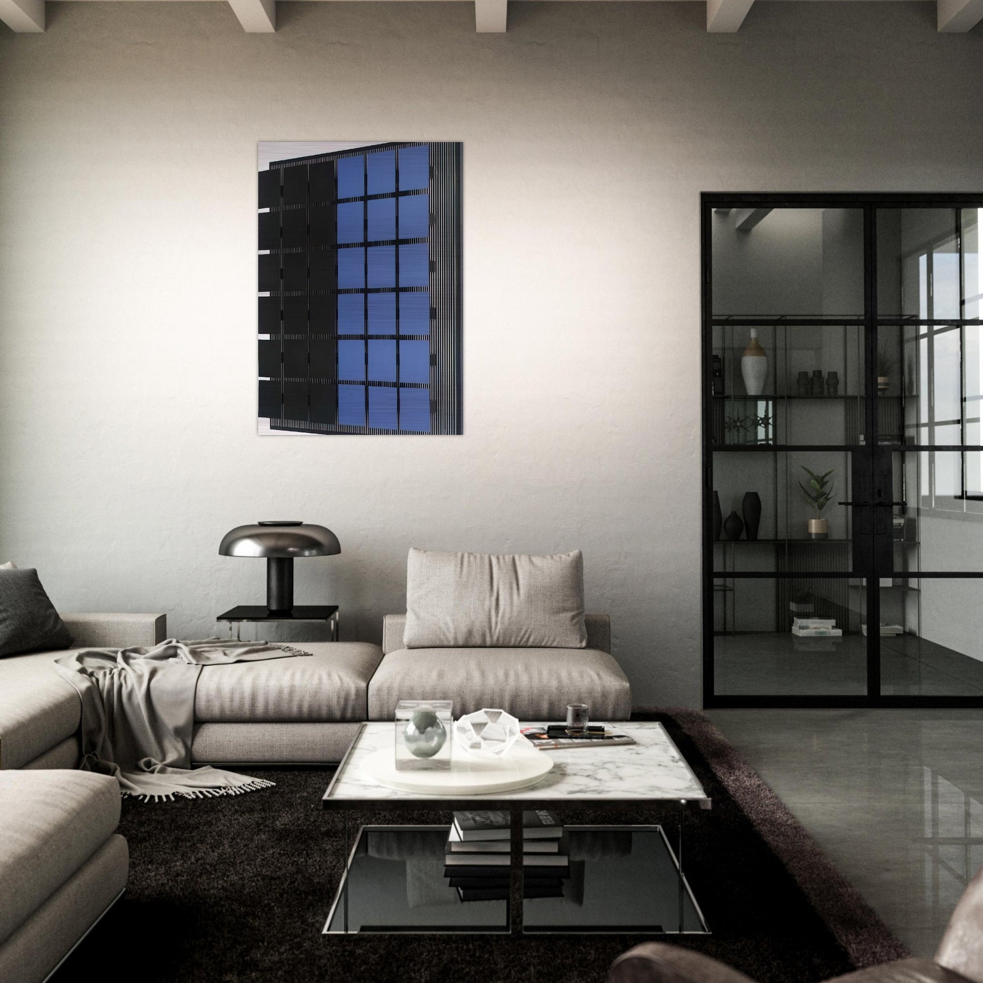 AZUL Y NEGRO - Jesus Rafael Soto Brushed Aluminum Print - 70x100 cm / 28x40 inches | Jesus Rafael Soto Aluminum Print | Jesus Rafael Soto Prints