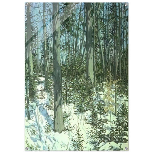 Study for Little Spruce - 1985 - Neil Welliver Acrylic Print - 70x100 cm / 28x40″ inches | Neil Welliver Wall Art | Neil Welliver Prints