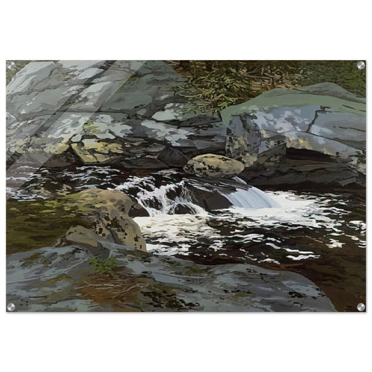 Cascade - 1974 - Neil Welliver Acrylic Print - 70x100 cm / 28x40″ inches | Neil Welliver Wall Art | Neil Welliver Prints