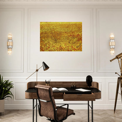 Summer Evening, Wheatfield with Setting sun - Vincent van Gogh Brushed Aluminum Print - 70x100 cm / 28x40 inches | Vincent van Gogh Aluminum Print | Vincent van Gogh Prints