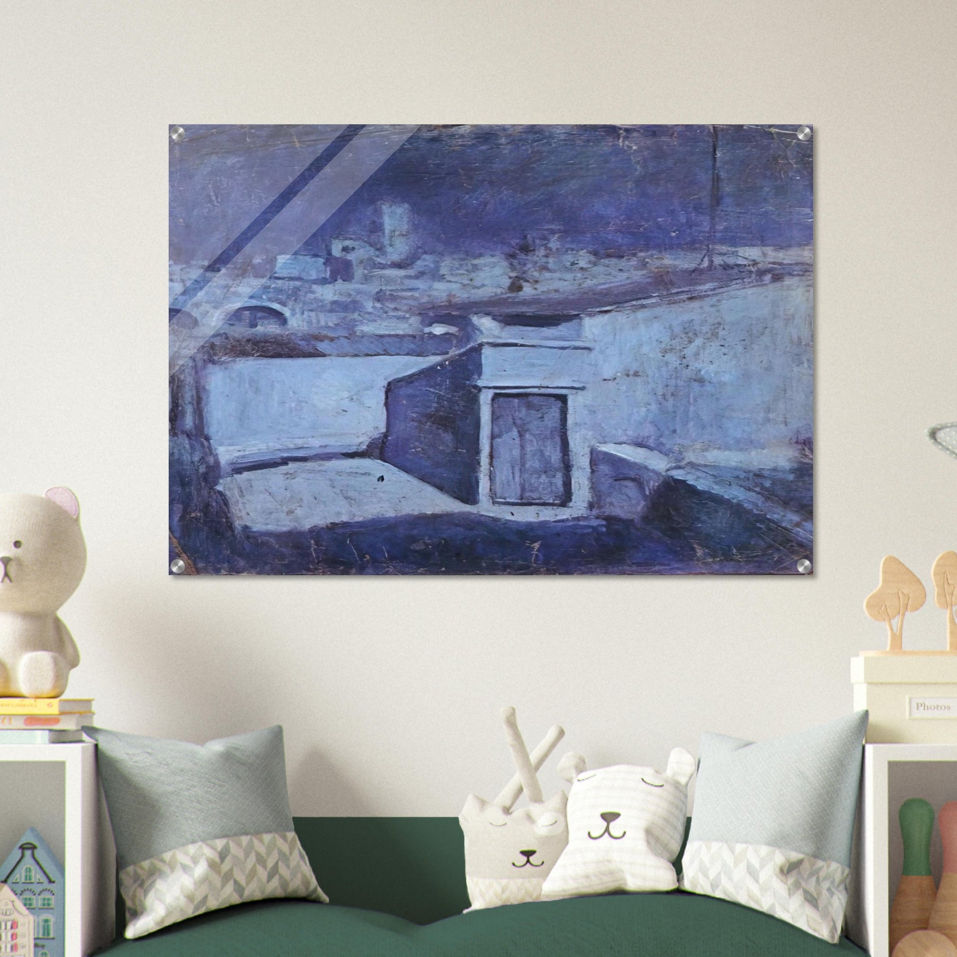 The roofs of Barcelona in the moonlight - Pablo Picasso Acrylic Print - 70x100 cm / 28x40″ inches | Pablo Picasso Wall Art | Pablo Picasso Prints