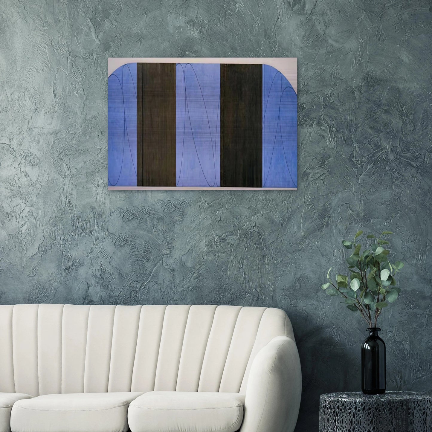 BLUE BLACK FIVE PANEL ZONE PAINTING 1998 - Robert Mangold Brushed Aluminum Print - 70x100 cm / 28x40 inches | Robert Mangold Aluminum Print | Robert Mangold Prints