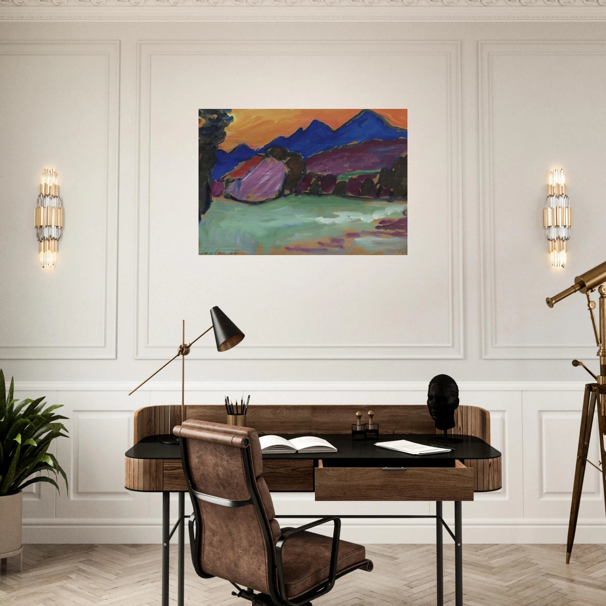 ROTER ABEND BLAUE BERGE 1910 - Alexej von Jawlensky Brushed Aluminum Print - 70x100 cm / 28x40 inches | Alexej von Jawlensky Aluminum Print | Alexej von Jawlensky Prints