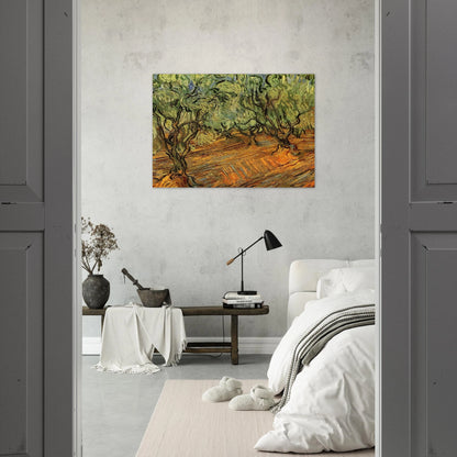 Olive Grove - Bright Blue Sky - Vincent van Gogh Brushed Aluminum Print - 70x100 cm / 28x40 inches | Vincent van Gogh Aluminum Print | Vincent van Gogh Prints