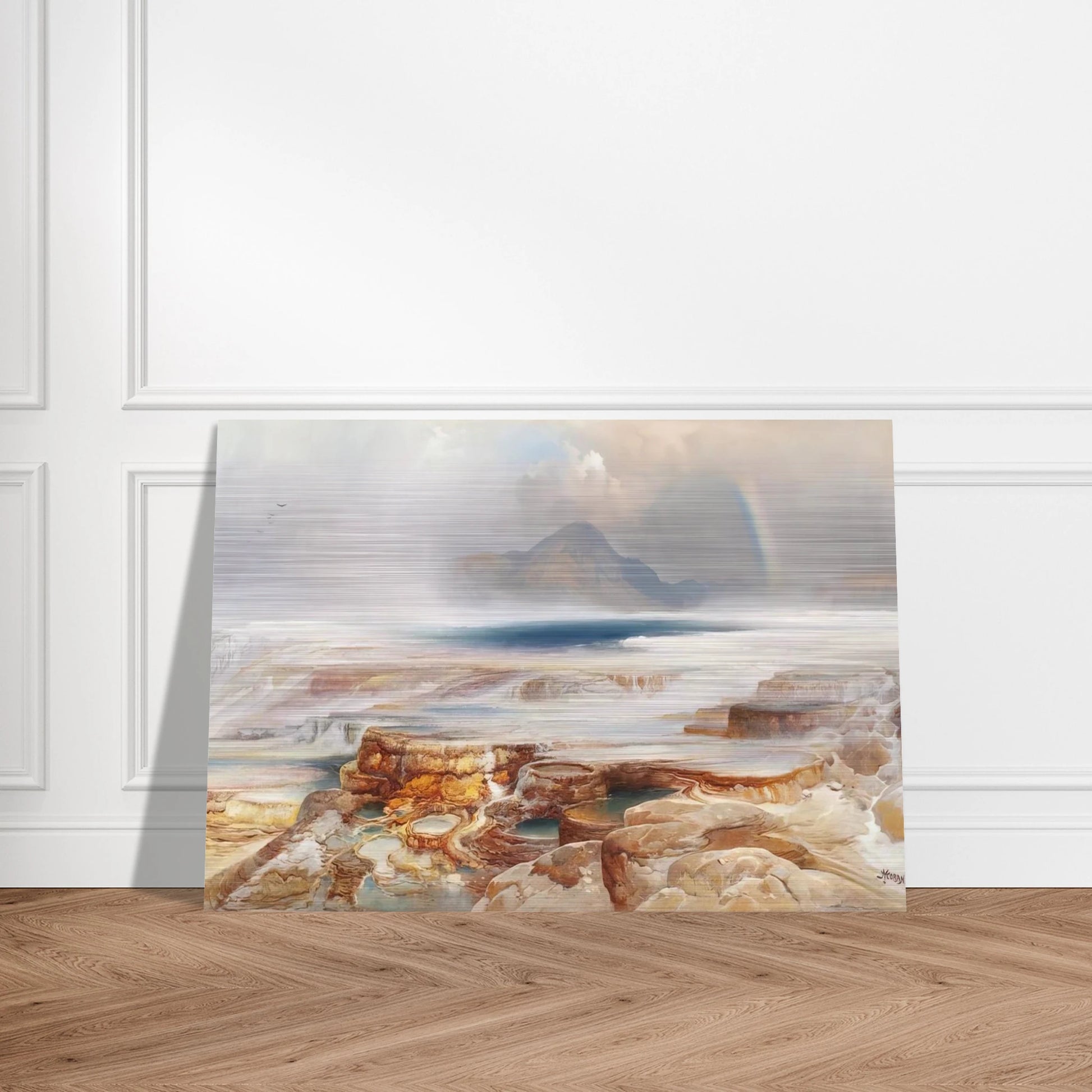 Hot Springs of the Yellowstone - Thomas Moran Brushed Aluminum Print - 70x100 cm / 28x40 inches | Thomas Moran Aluminum Print | Thomas Moran Prints