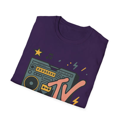 T-shirt graphique rétro MTV vintage imprimé léopard musical années 80 90 années nostalgiques unisexe shirt de groupe style rock imprimé animal