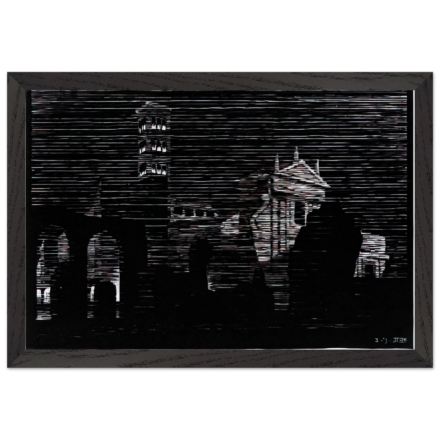 MC Escher - NOCTURNAL ROME 2 Wall Art - 21x29.7 cm / 8x12" - Premium Wooden Framed Poster With Fine Art Paper-canvas - White frame