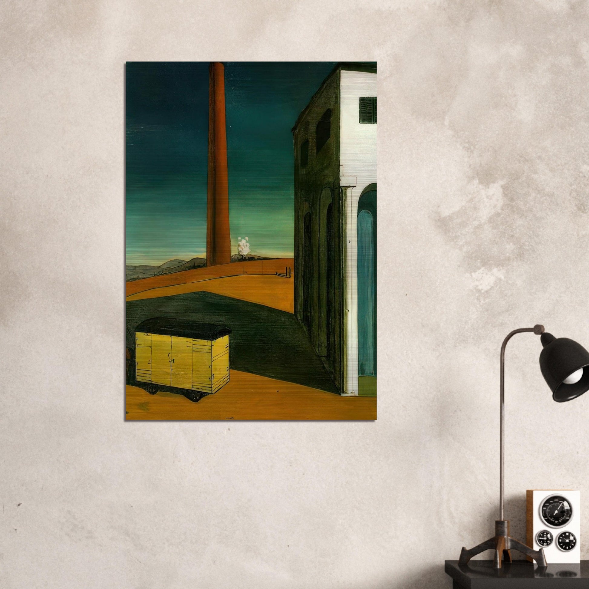 THE ANGUISH OF DEPARTURE 1914 - Giorgio de Chirico Brushed Aluminum Print - 70x100 cm / 28x40 inches | Giorgio de Chirico Aluminum Print | Giorgio de Chirico Prints