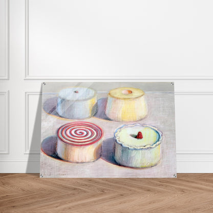 Four Cakes - 1996 - Wayne Thiebaud Acrylic Print - 70x100 cm / 28x40″ inches
