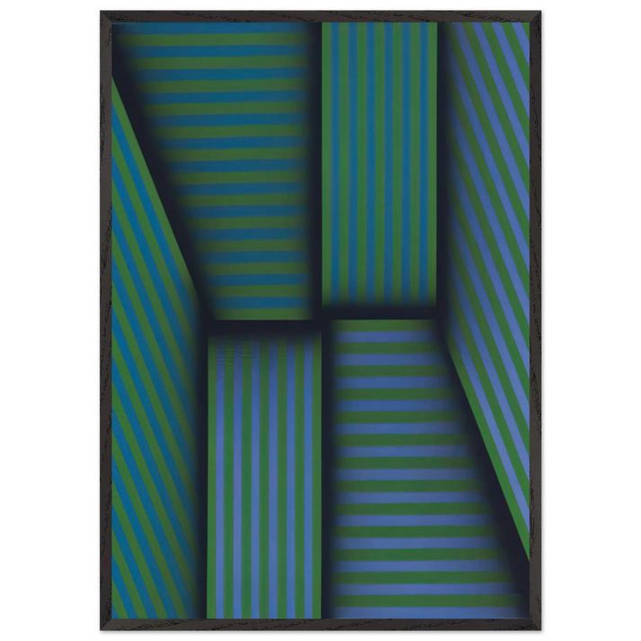 Scarlattis Garden - Op Art - Omar Rayo 70x100 cm / 28x40 inches Framed Art Print – Black Wooden Frame