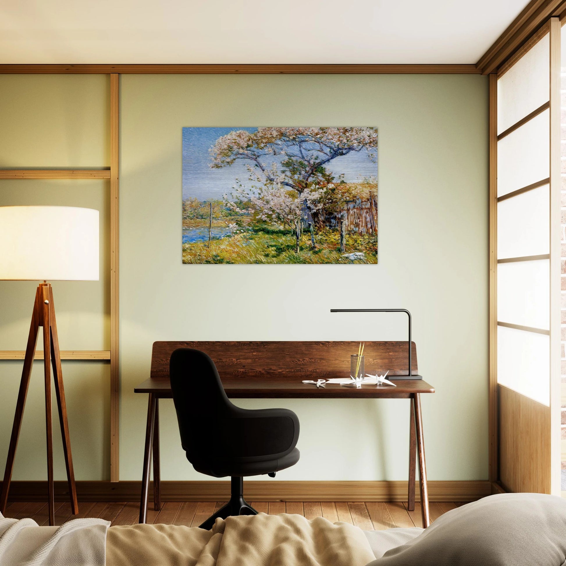 Apple Trees in Bloom, Old Lyme - Childe Hassam Brushed Aluminum Print - 70x100 cm / 28x40 inches | Childe Hassam Aluminum Print | Childe Hassam Prints