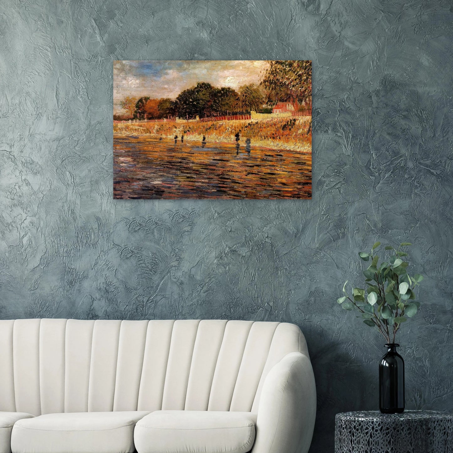 The Banks of the Seine - Vincent van Gogh Brushed Aluminum Print - 70x100 cm / 28x40 inches | Vincent van Gogh Aluminum Print | Vincent van Gogh Prints