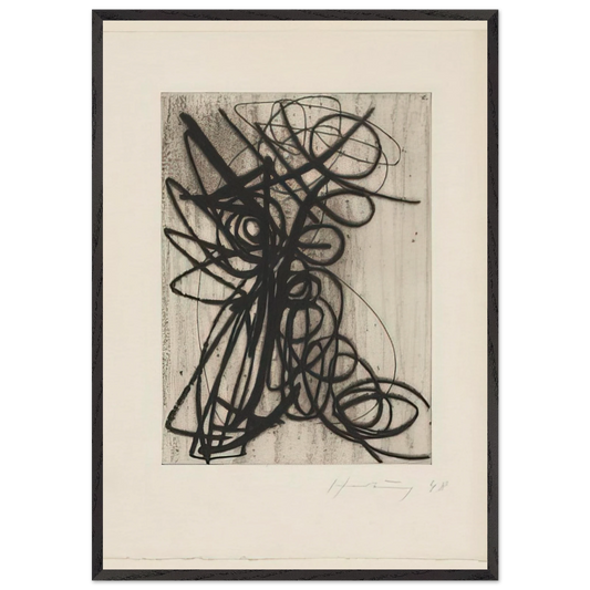 Composition - 1948 N1 - Hans Hartung 70x100 cm / 28x40 inches Framed Art Print – Black Wooden Frame