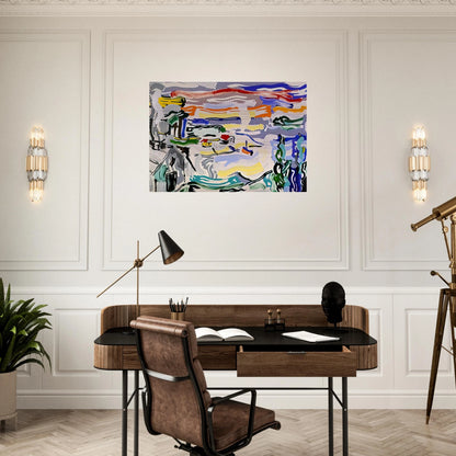 COAST VILLAGE 1987 - Roy Lichtenstein Brushed Aluminum Print - 70x100 cm / 28x40 inches | Roy Lichtenstein Aluminum Print | Roy Lichtenstein Prints