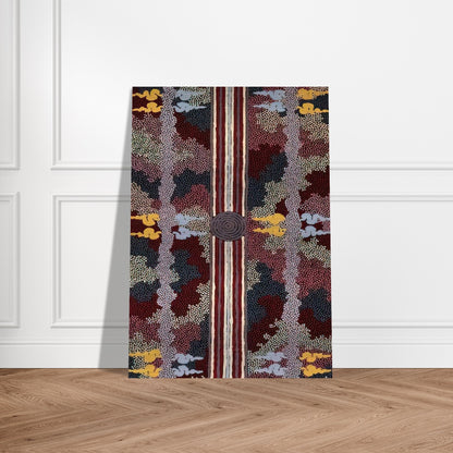 Corkwood Dreaming - 1996 - Clifford Possum Tjapaltjarri Brushed Aluminum Print - 70x100 cm / 28x40 inches | Clifford Possum Tjapaltjarri Aluminum Print | Clifford Possum Tjapaltjarri Prints