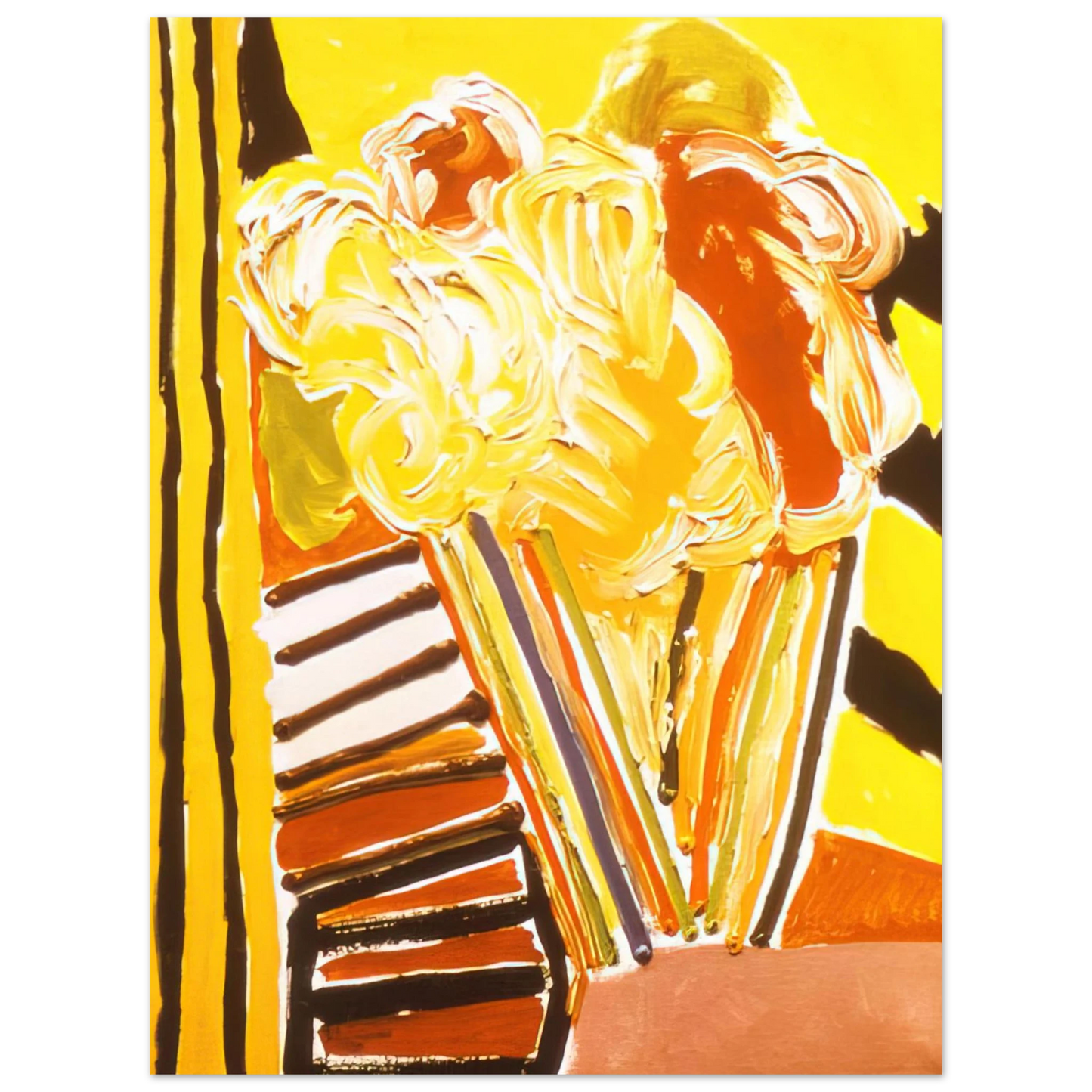 Ronnie Landfield - Yellow Flower Painting - 1973  75x100 cm / 30x40inches Fine Art Poster