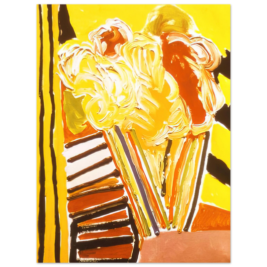 Ronnie Landfield - Yellow Flower Painting - 1973  75x100 cm / 30x40inches Fine Art Poster