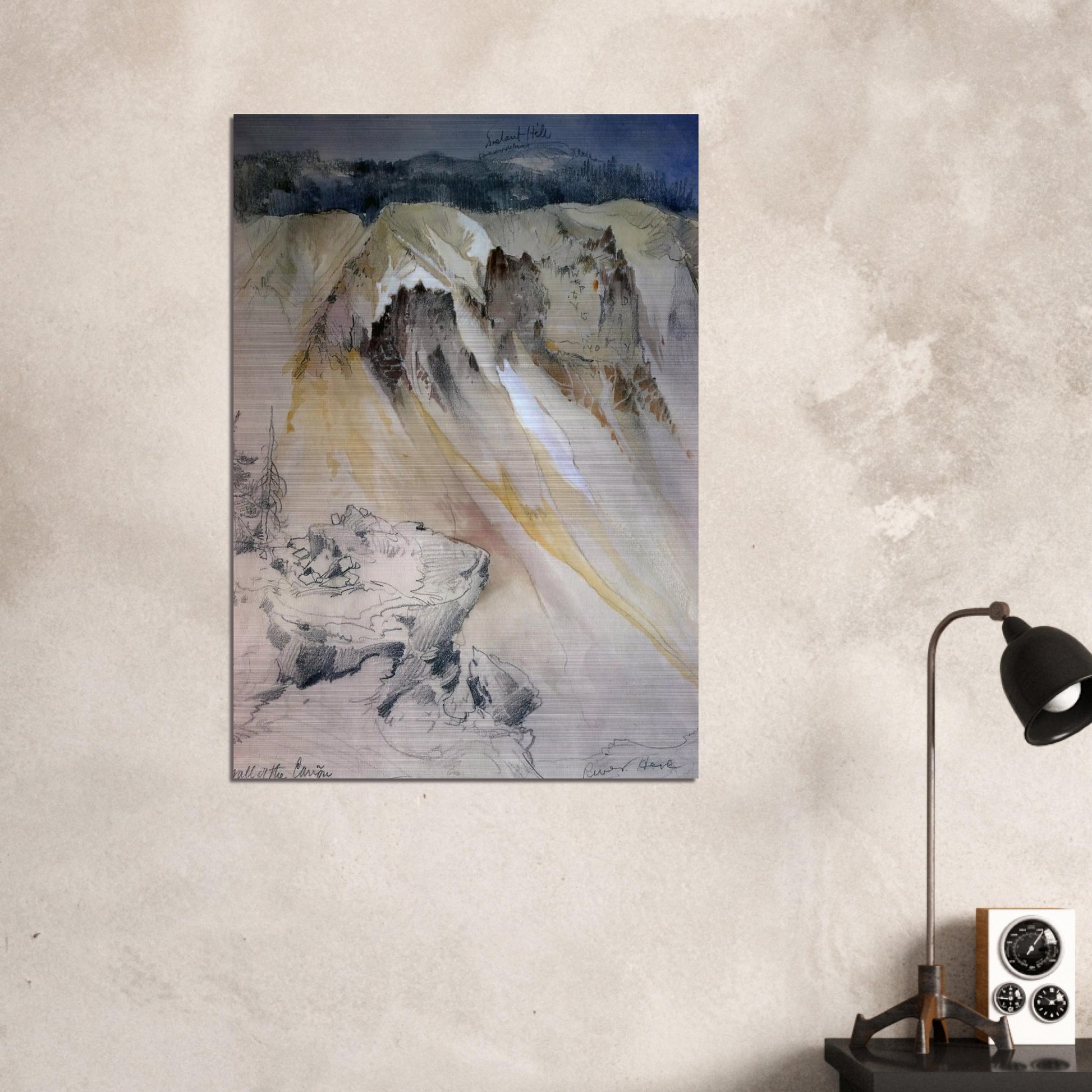 East wall of the canyon from Inspiration Point - Thomas Moran Brushed Aluminum Print - 70x100 cm / 28x40 inches | Thomas Moran Aluminum Print | Thomas Moran Prints