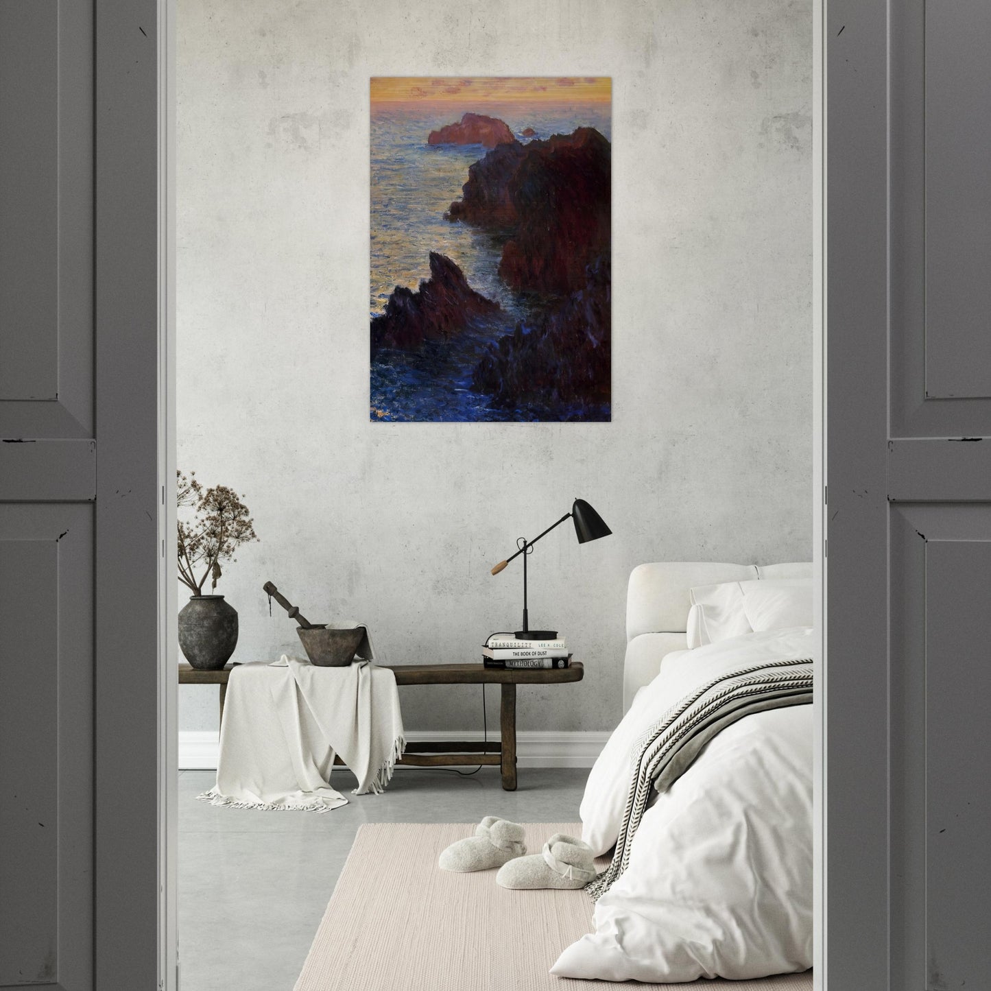 Rocky Point at Port-Goulphar - claude monet Brushed Aluminum Print - 70x100 cm / 28x40 inches | claude monet Aluminum Print | claude monet Prints