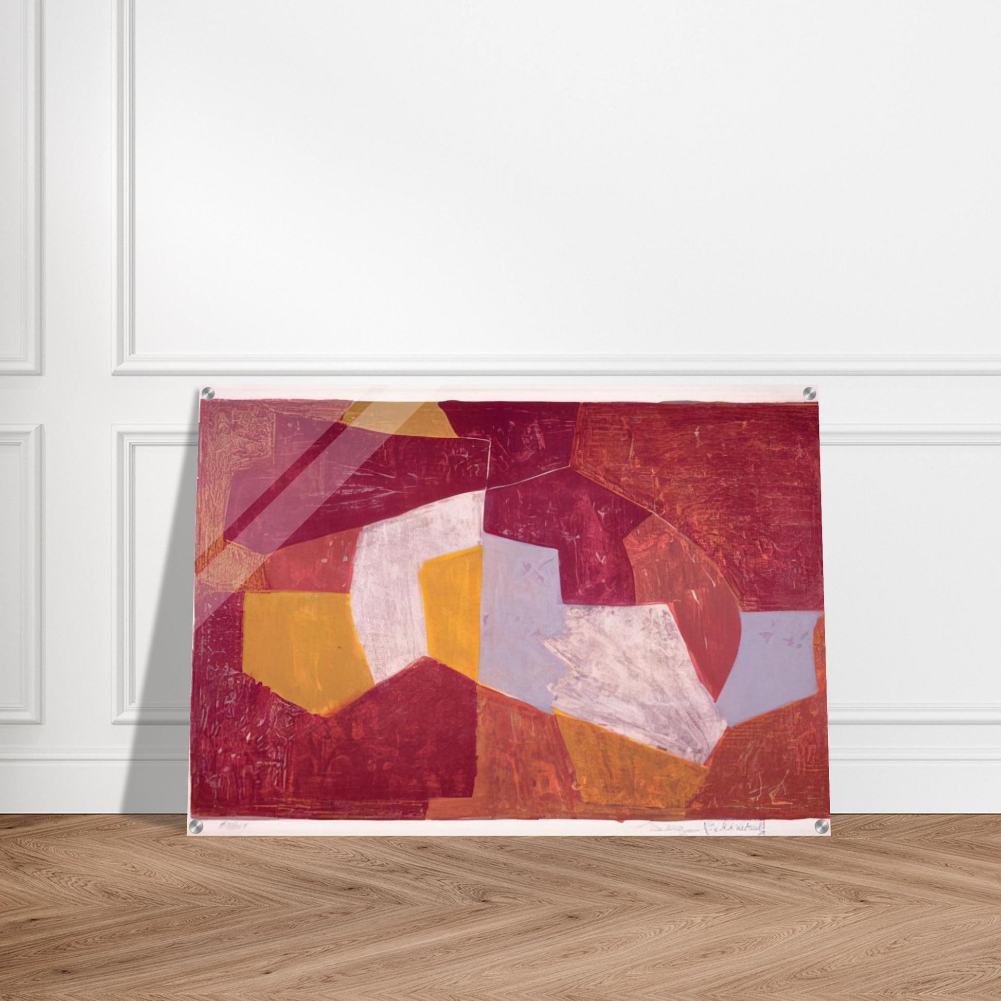 Composition carmin, brune, jaune et grise - 1956 - Serge Poliakoff Acrylic Print - 70x100 cm / 28x40″ inches