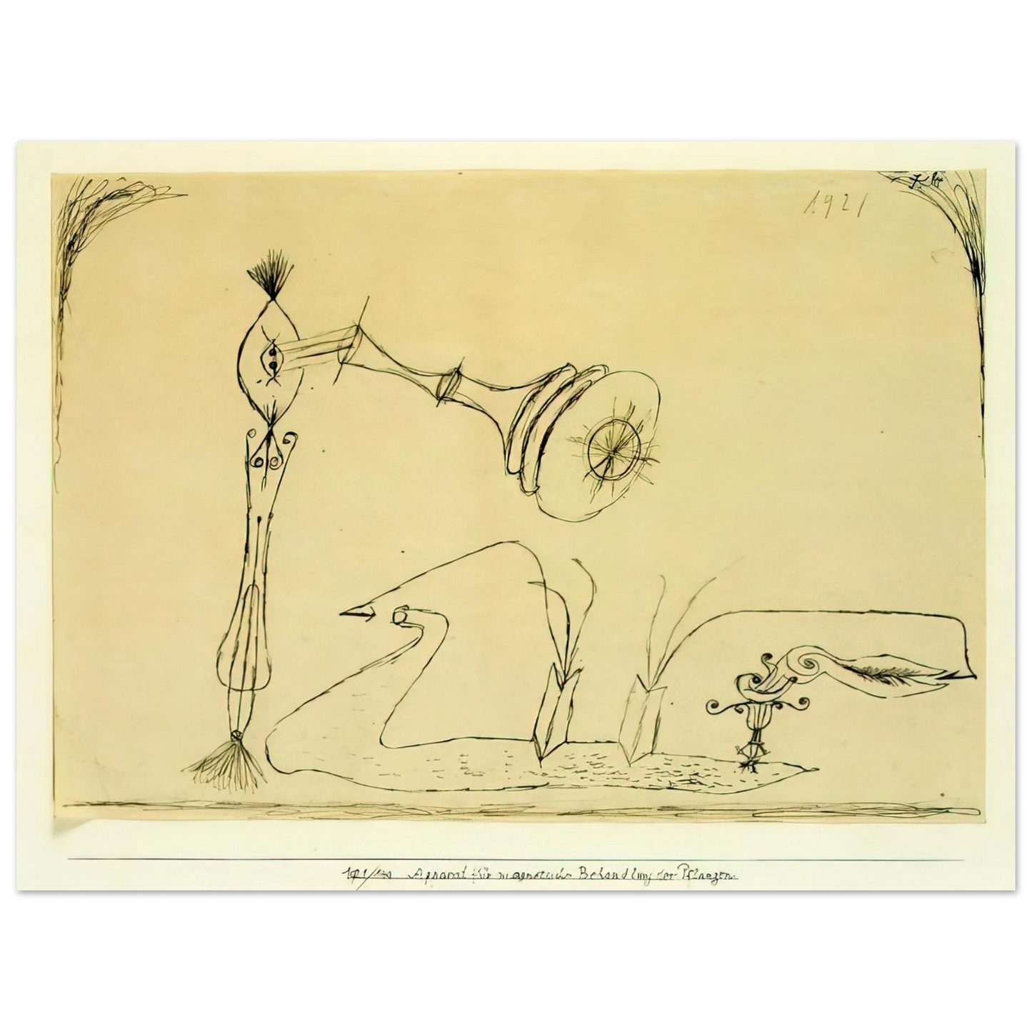 Paul Klee - APPARATUS FOR THE MAGNETIC TREATMENT OF PLANTS 1908  75x100 cm / 30x40inches Fine Art Poster