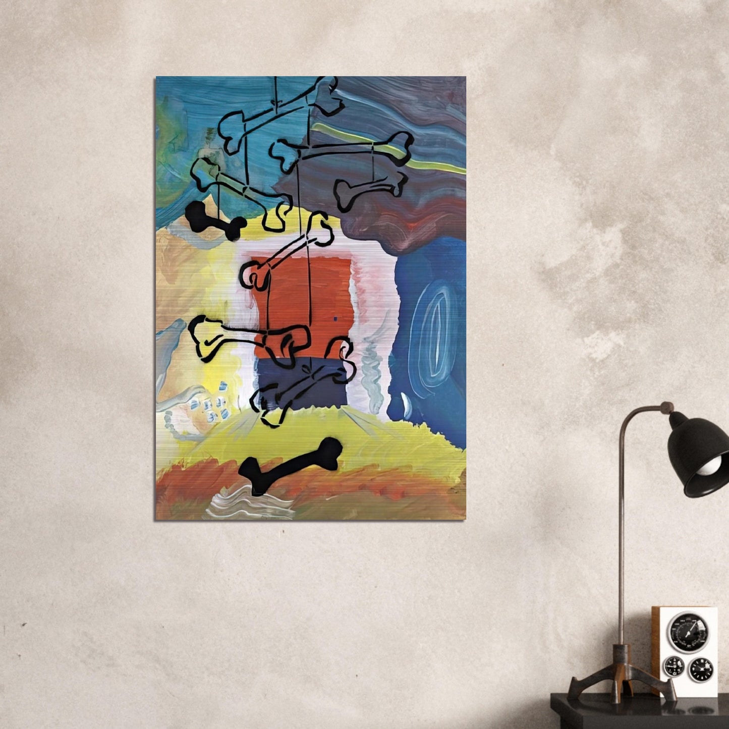 KNOCHEN MOBILE 1981 - Sigmar Polke Brushed Aluminum Print - 70x100 cm / 28x40 inches | Sigmar Polke Aluminum Print | Sigmar Polke Prints