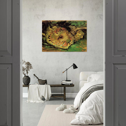 Two Cut Sunflowers - Vincent van Gogh Brushed Aluminum Print - 70x100 cm / 28x40 inches | Vincent van Gogh Aluminum Print | Vincent van Gogh Prints