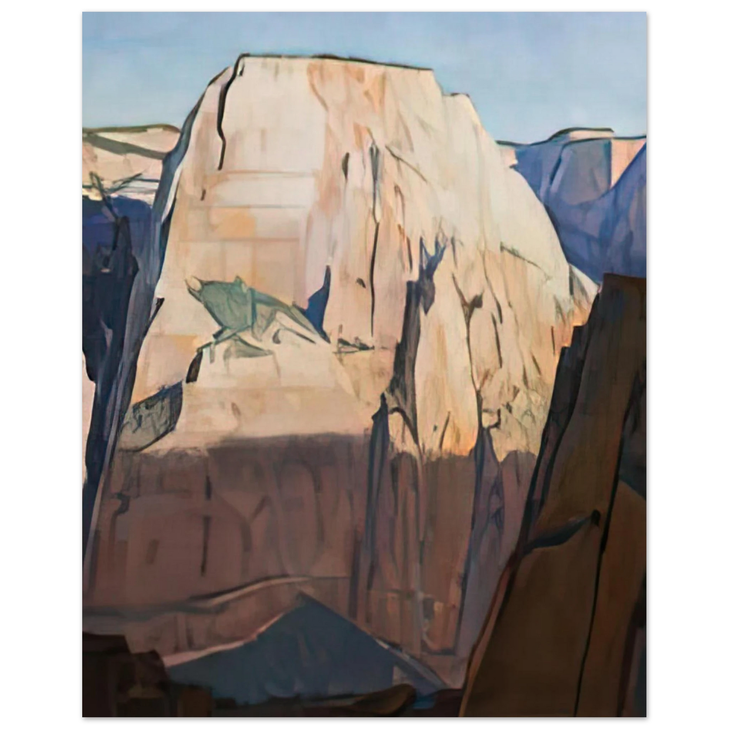 Maynard Dixon - GREAT WHITE THRONE ZION CANYON UTAH 1933 Wall art - 13x18 cm / 5x7 inches - Premium Wooden Framed Poster With Fine Art Paper-canvas - White frame
