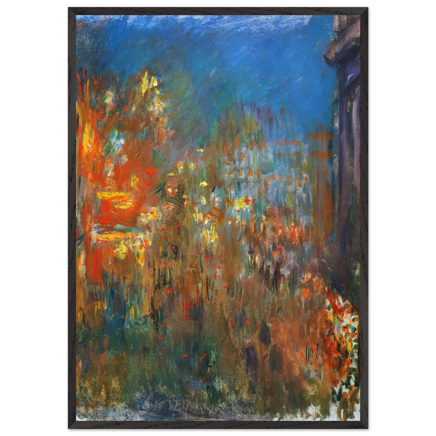 Leicester Square at Night - claude monet 70x100 cm / 28x40 inches Framed Art Print – Black Wooden Frame
