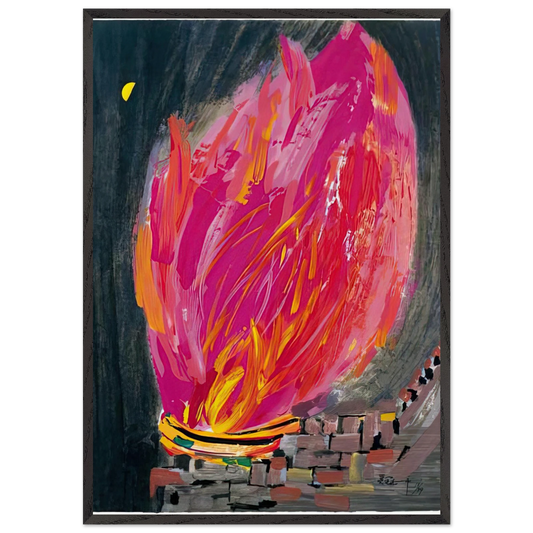 Torch - 2008 - Wu Guanzhong 70x100 cm / 28x40 inches Framed Art Print – Black Wooden Frame